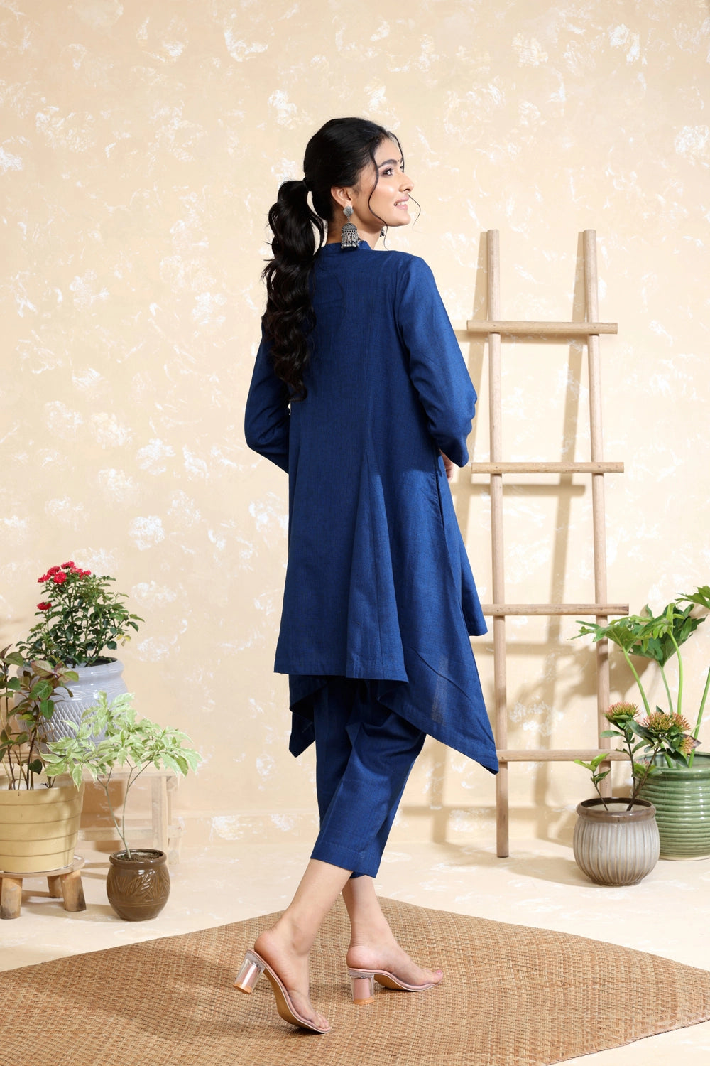 Navy Blue Khadi Tapered Pant