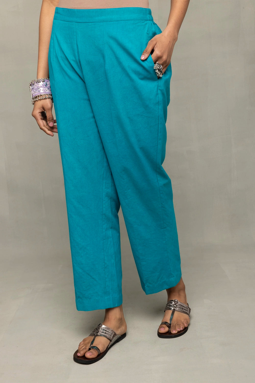Teal Green Yantra Motif Jamdani Co-Ord Set
