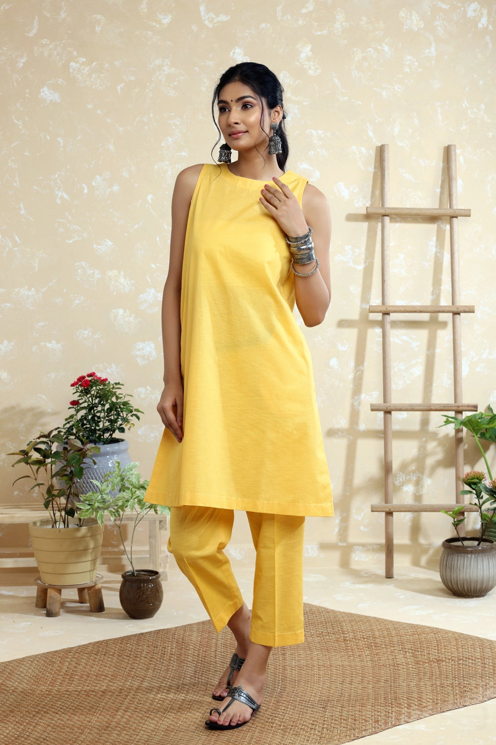 Yellow Cotton Linen Co-ord Set