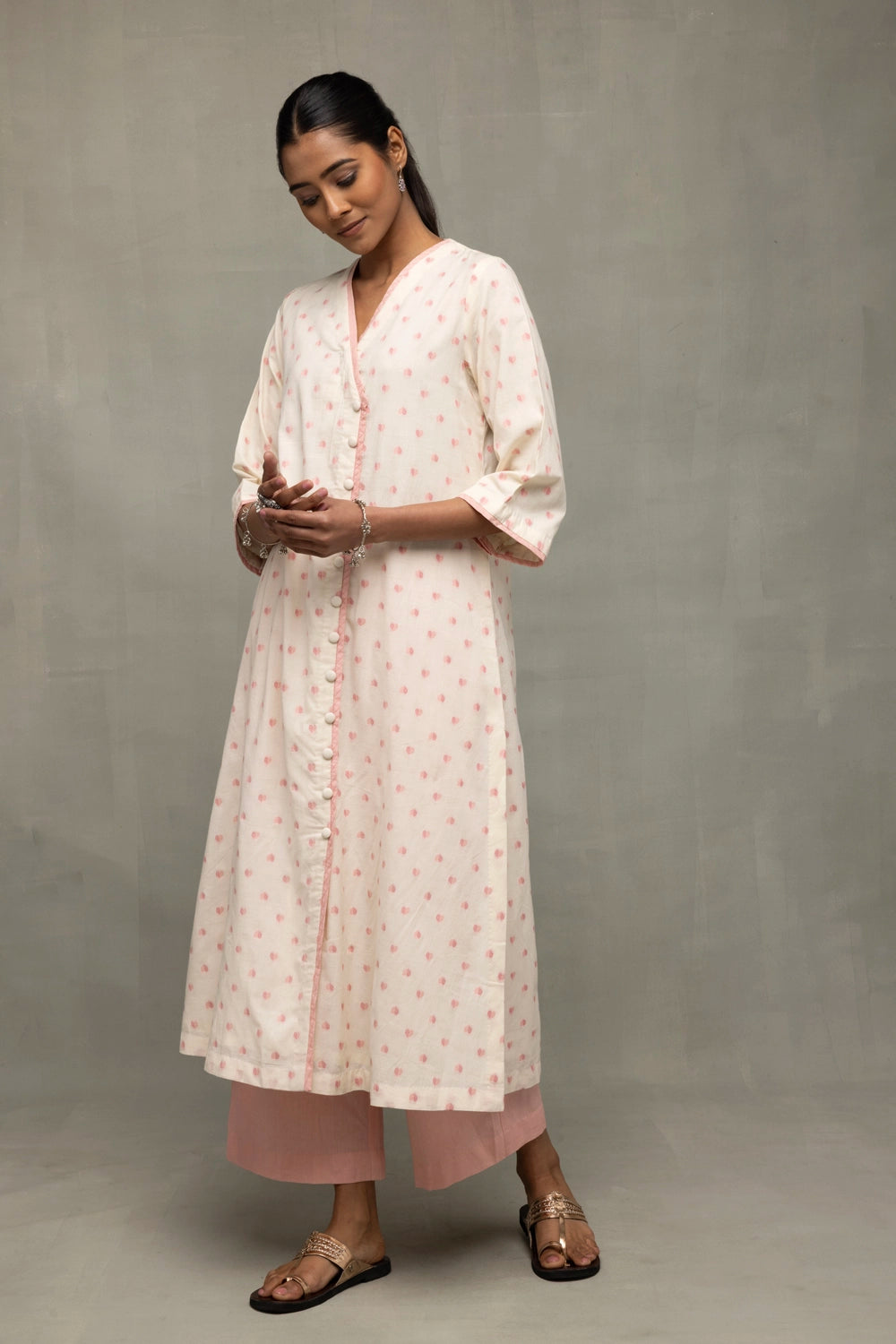 Blush Pink & White Heart Woven Co-Ord Set