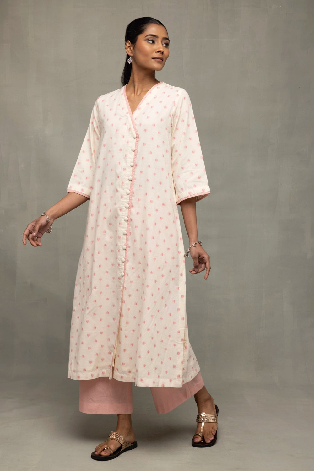 Blush Pink & White Heart Woven Co-Ord Set