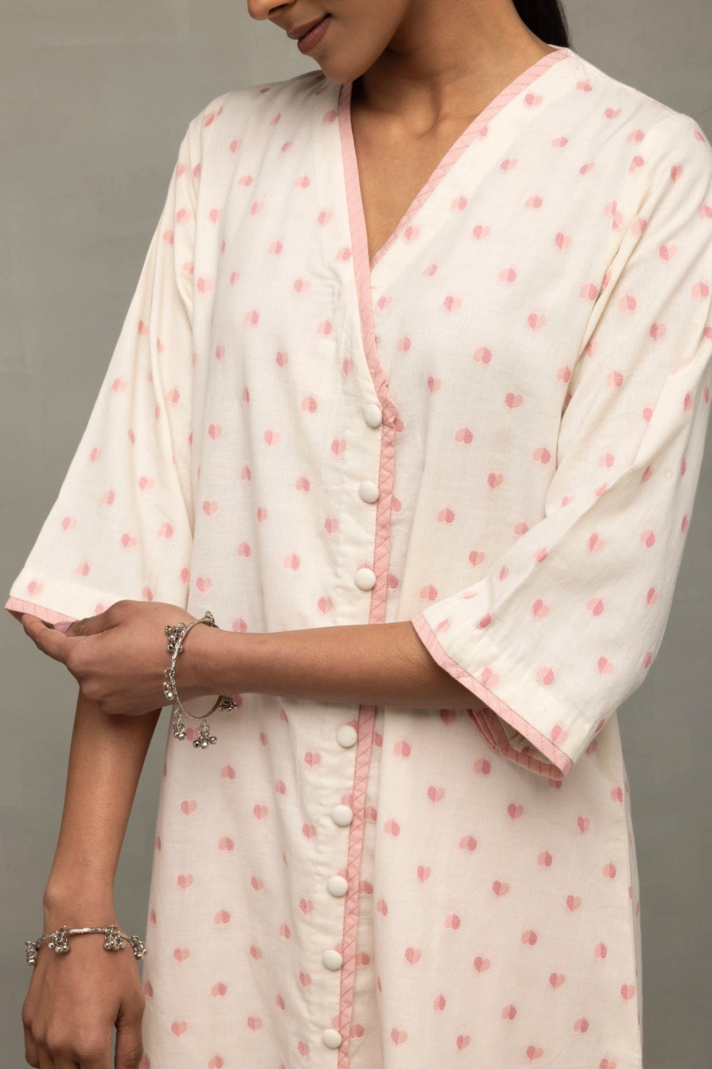 Blush Pink & White Heart Woven Co-Ord Set