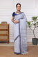 Handloom Sky Blue Check Pure Cotton Jamdani Saree