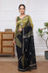 Handloom Black & Green Mul Cotton Jamdani Saree