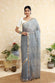 Handloom Grey With Gold Zari Stripes Mulmul Saree