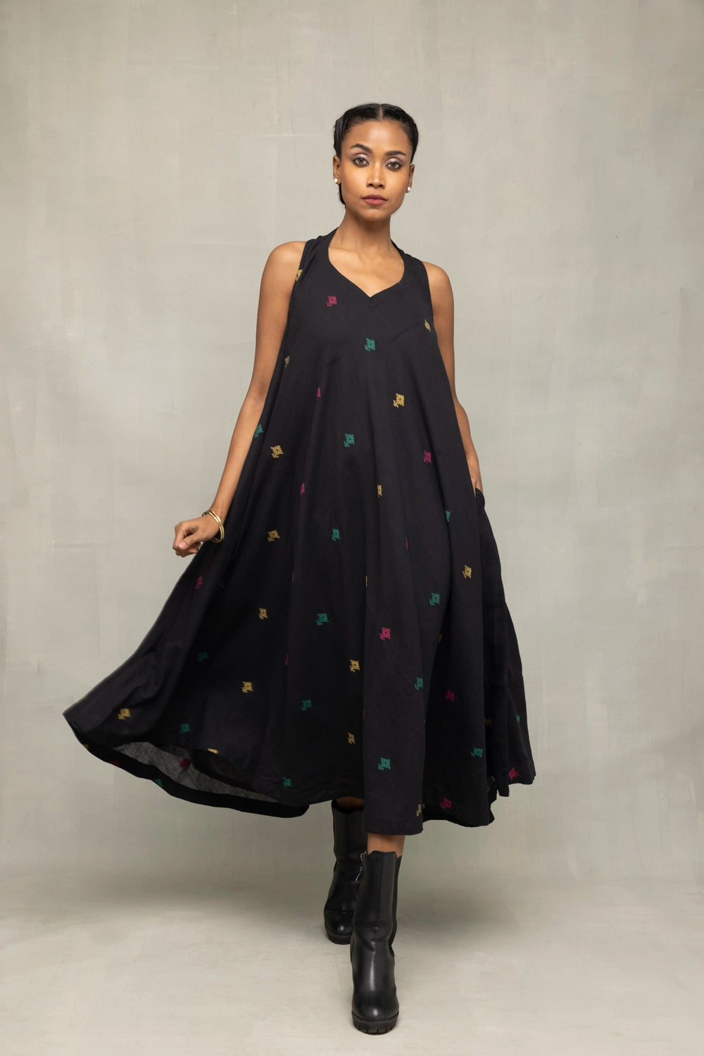 Black Noorrekha Pure Cotton Jamdani Dress