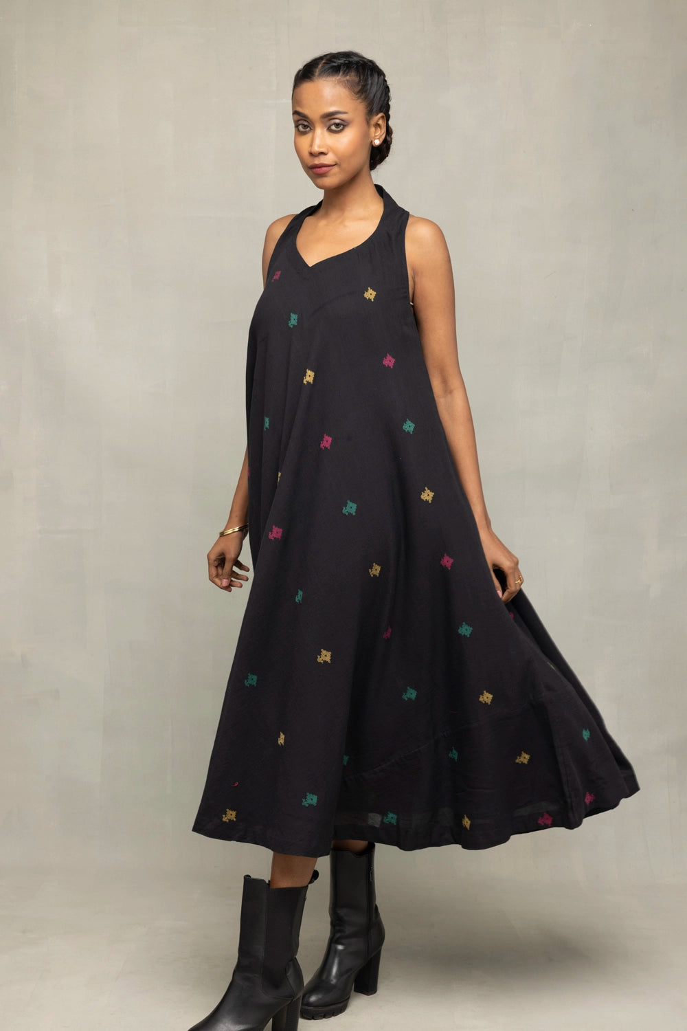 Black Noorrekha Pure Cotton Jamdani Dress