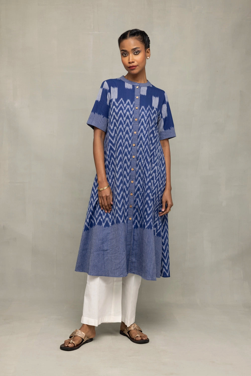 Handloom Blue Abstract Ikat Co-ord Set