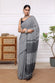 Handloom Balck & White Mulmul Cotton Saree