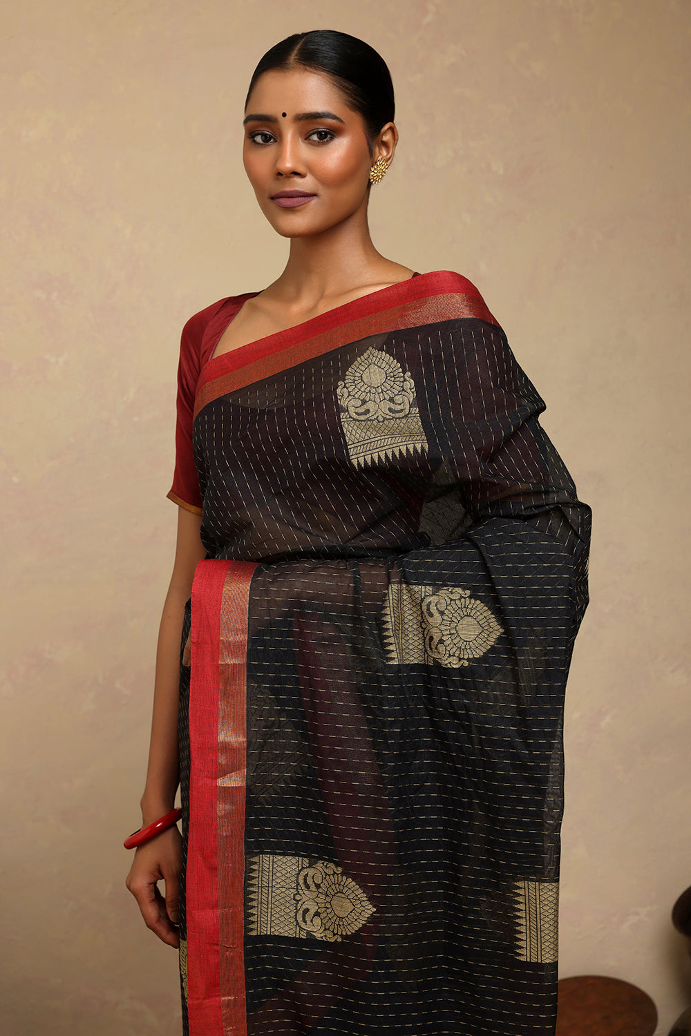 Handloom Black Kanchi Cotton Saree