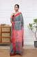 Handloom Grey Pure Cotton Jamdani with Poka Dot Motifs