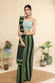 Handloom Black & Green Stripes Mulmul Saree