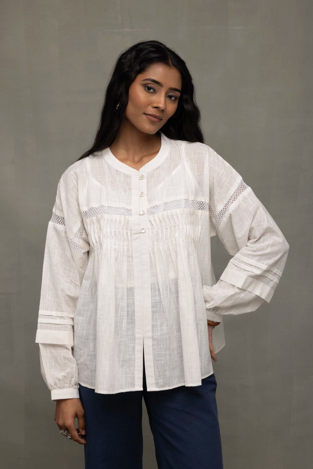 White Breezy Relaxed Fit Top