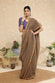 Handloom Brown With Gold Zari Border Mulmul Saree