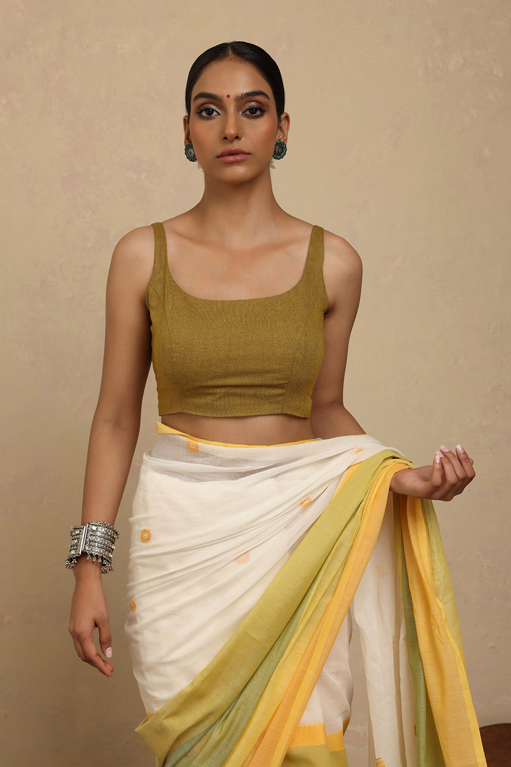 Green Khadi Blouse
