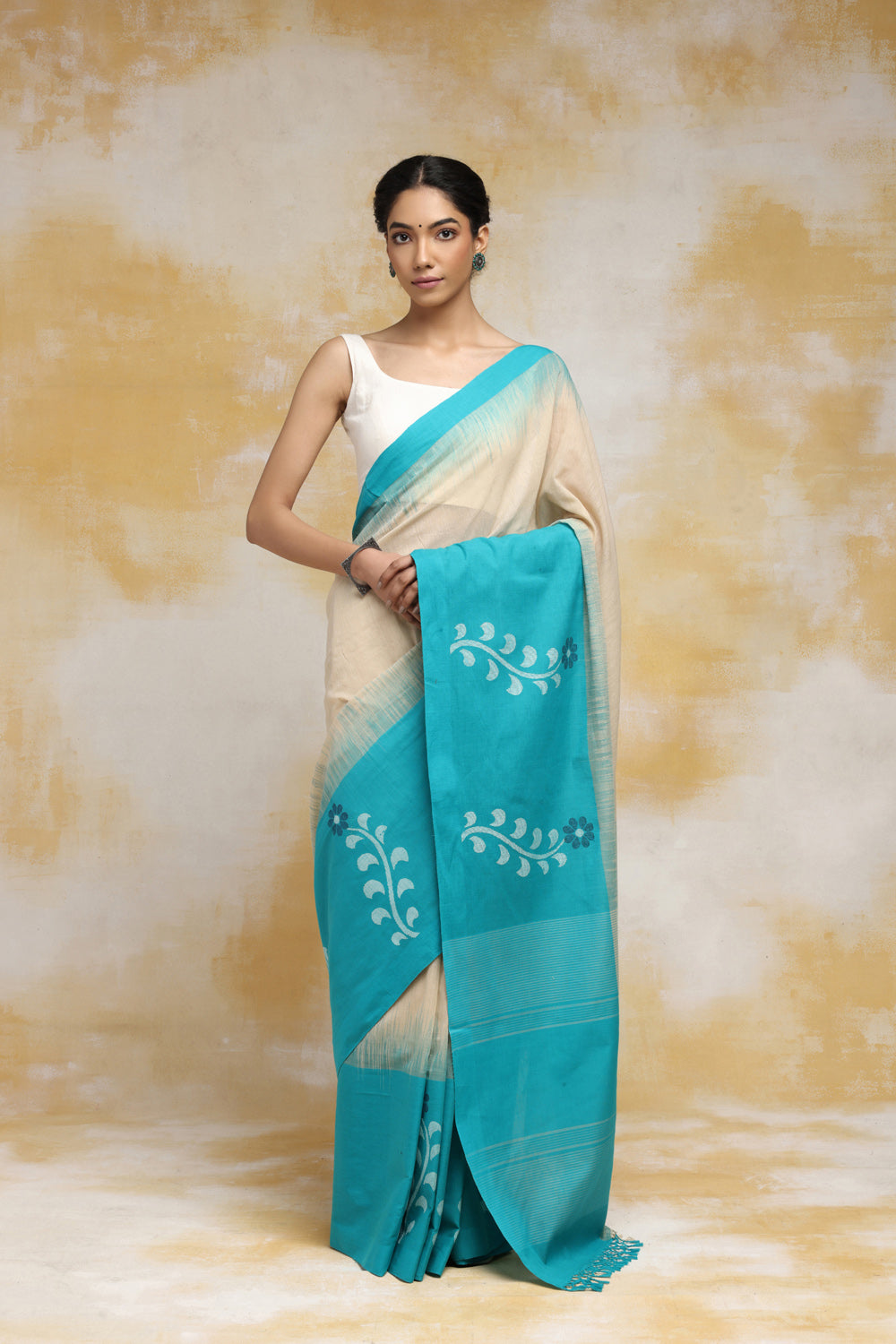 ELEGENT & SOFT JAMDANI SAREE (BLUE COLOUR SAREE)