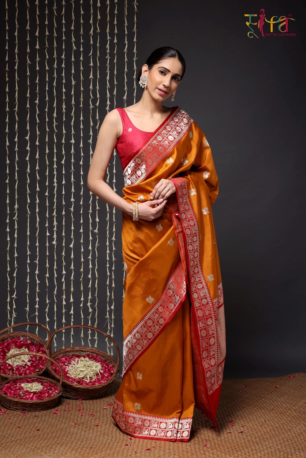 Handloom Mustard Banarasi Kanchi Pure Silk Saree