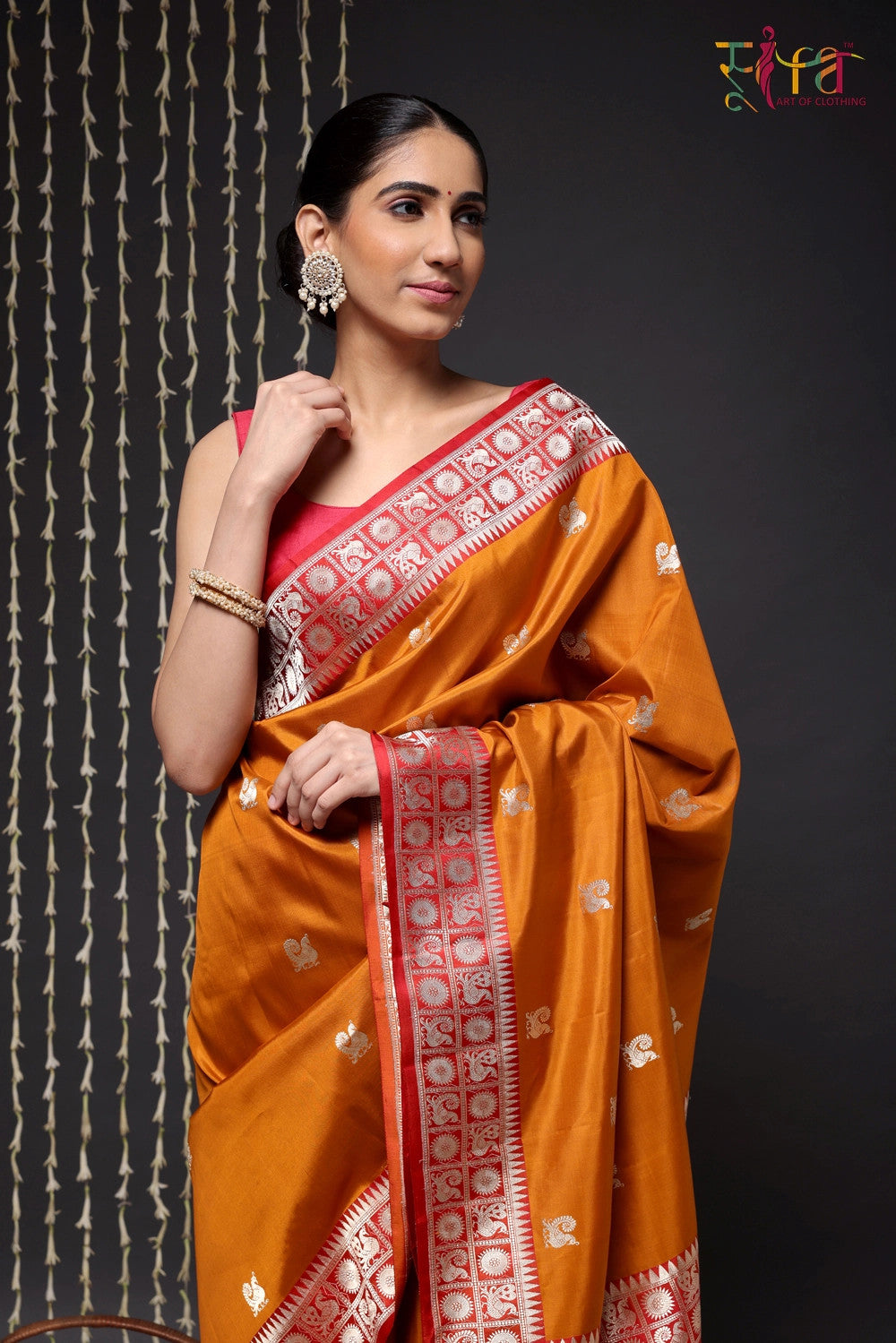 Handloom Mustard Banarasi Kanchi Pure Silk Saree