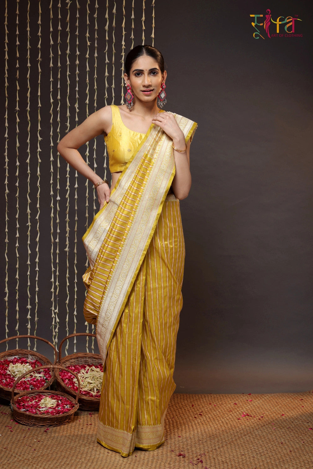 Yellow Soft Silk Banarasi Saree With Jaal border – Wearitage India