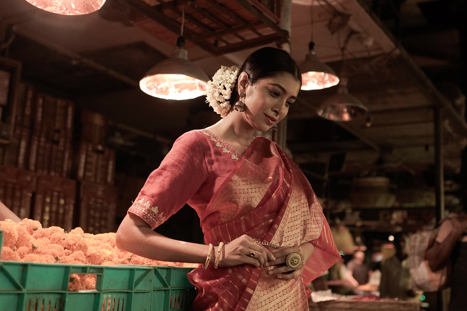 Hot Pink Handloom Chanderi Pure Katan Silk Saree With Broad Gold Zari Border