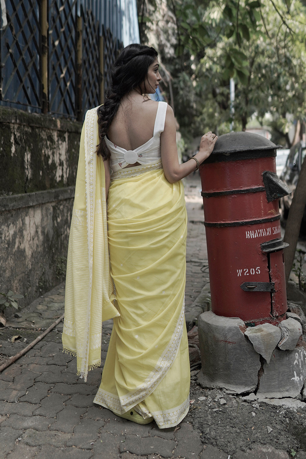 White Yellow Saree - Etsy