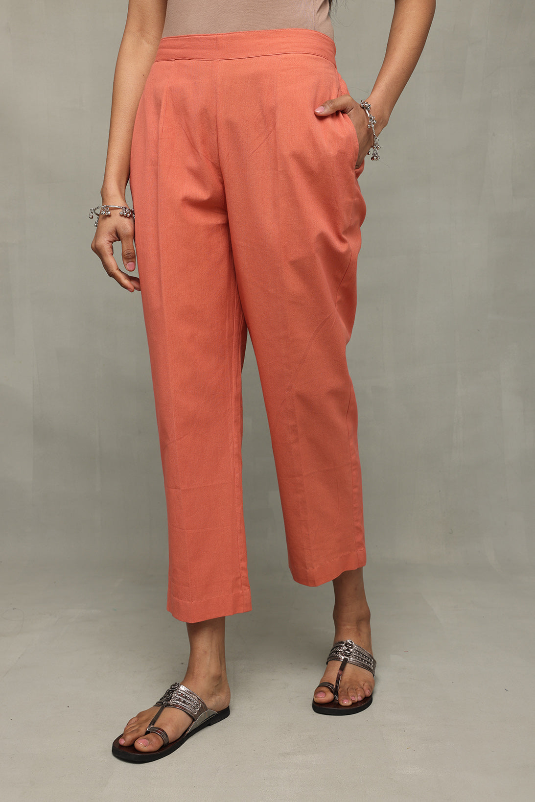 Muted Orange Pure Cotton Pant