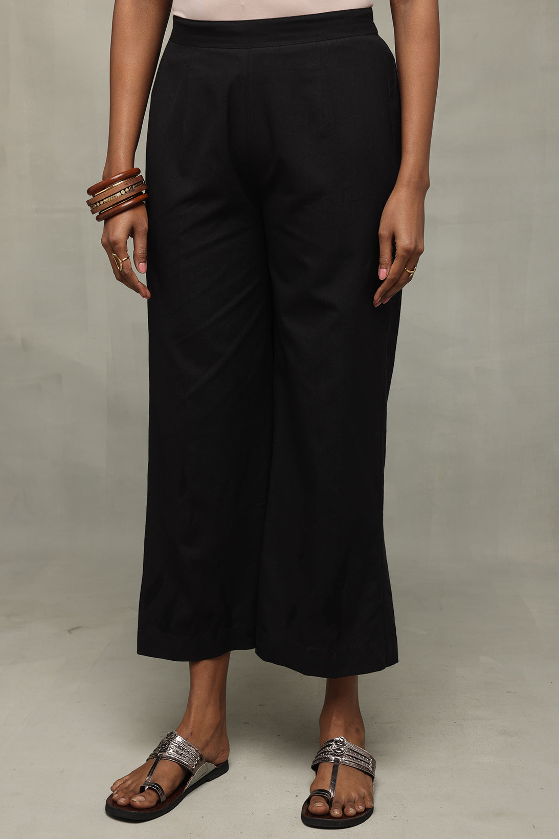 Noir Black Pure Cotton Straight Pant