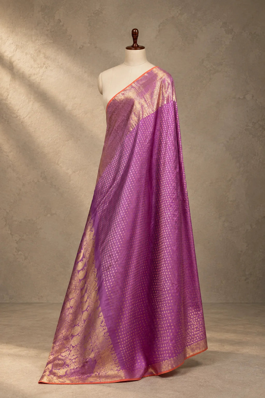 Purple Kanjivaram Pure Silk Zari Butti Dupatta-Sutra Art of Clothing