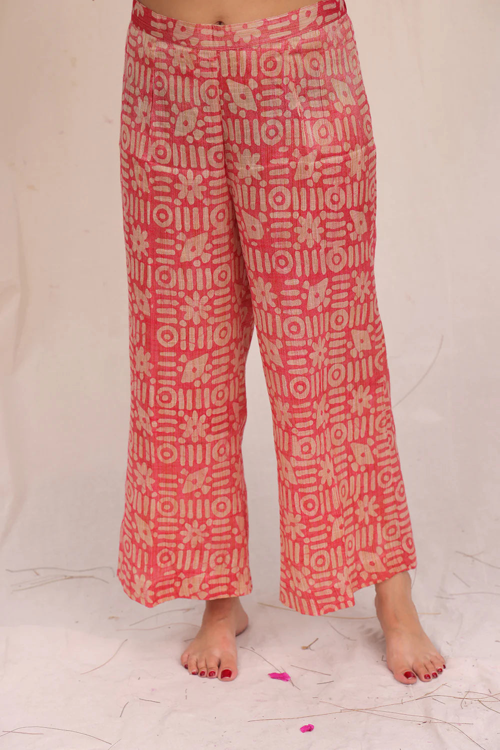 Pink Hand Batik Khadi Cotton Pant