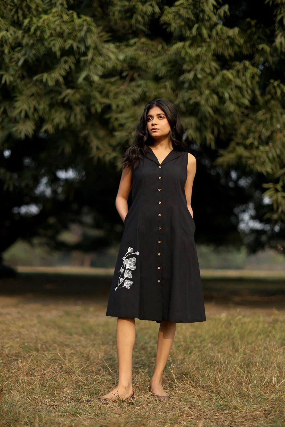 Elysia Black Cotton Dress