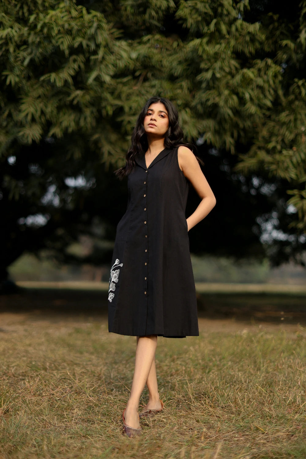 Elysia Black Cotton Dress