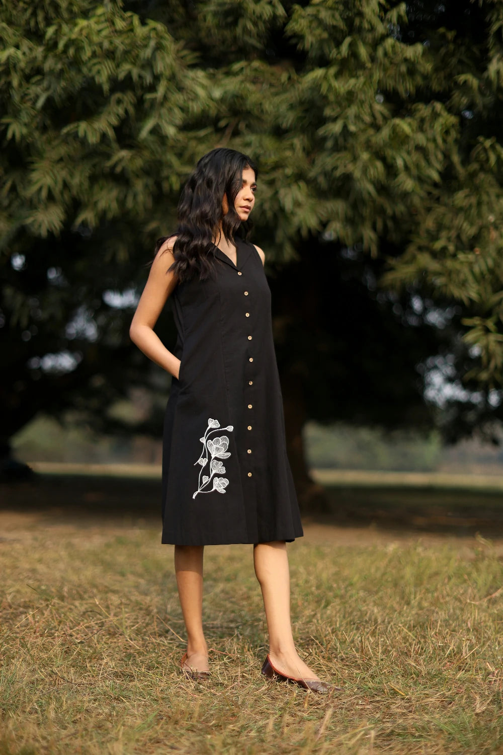 Elysia Black Cotton Dress