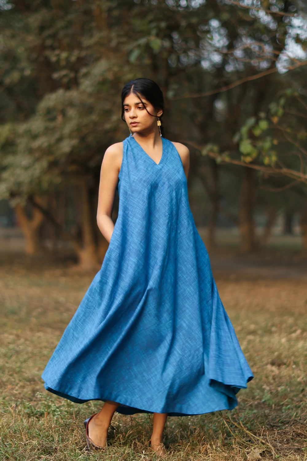 Aquina Blue Cotton Dress