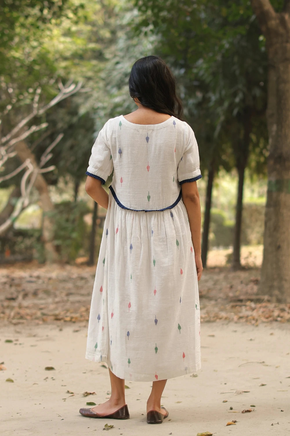 Pearl White Jamdani Cotton Dress