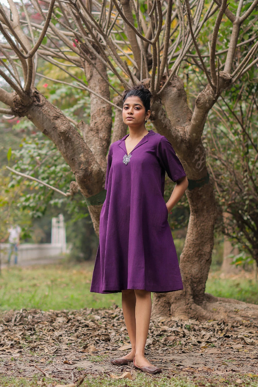 Plum Cotton Butterfly Dress