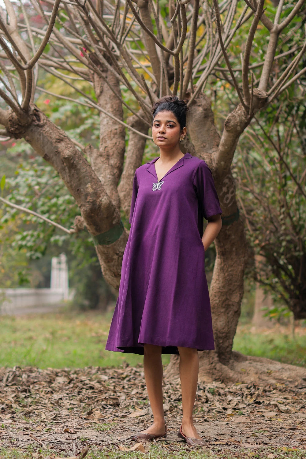 Plum Cotton Butterfly Dress