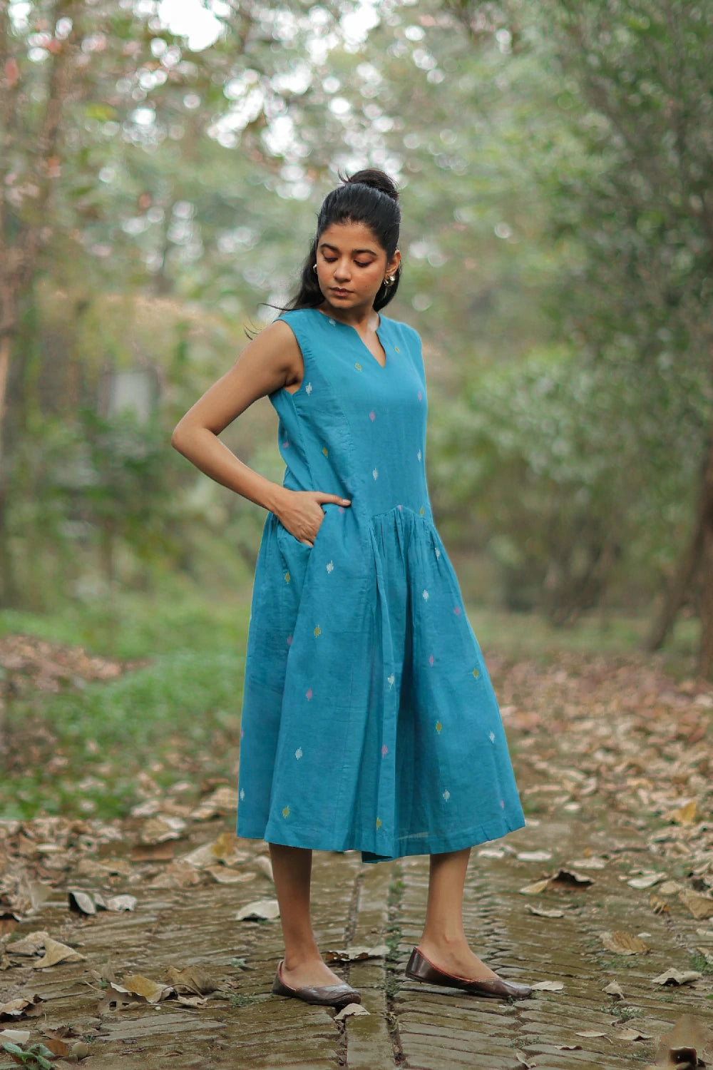 Fern Green Jamdani Dress