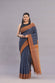 Handloom Navy Blue Cotton Silk Ikkat Woven Saree