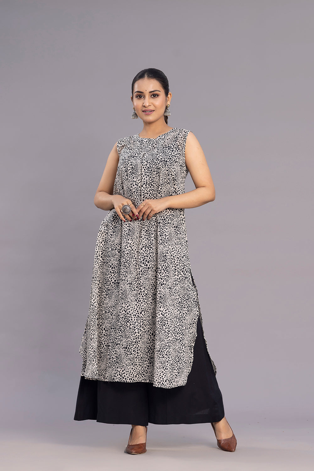 Black Pure Cotton Relaxed Palazzo