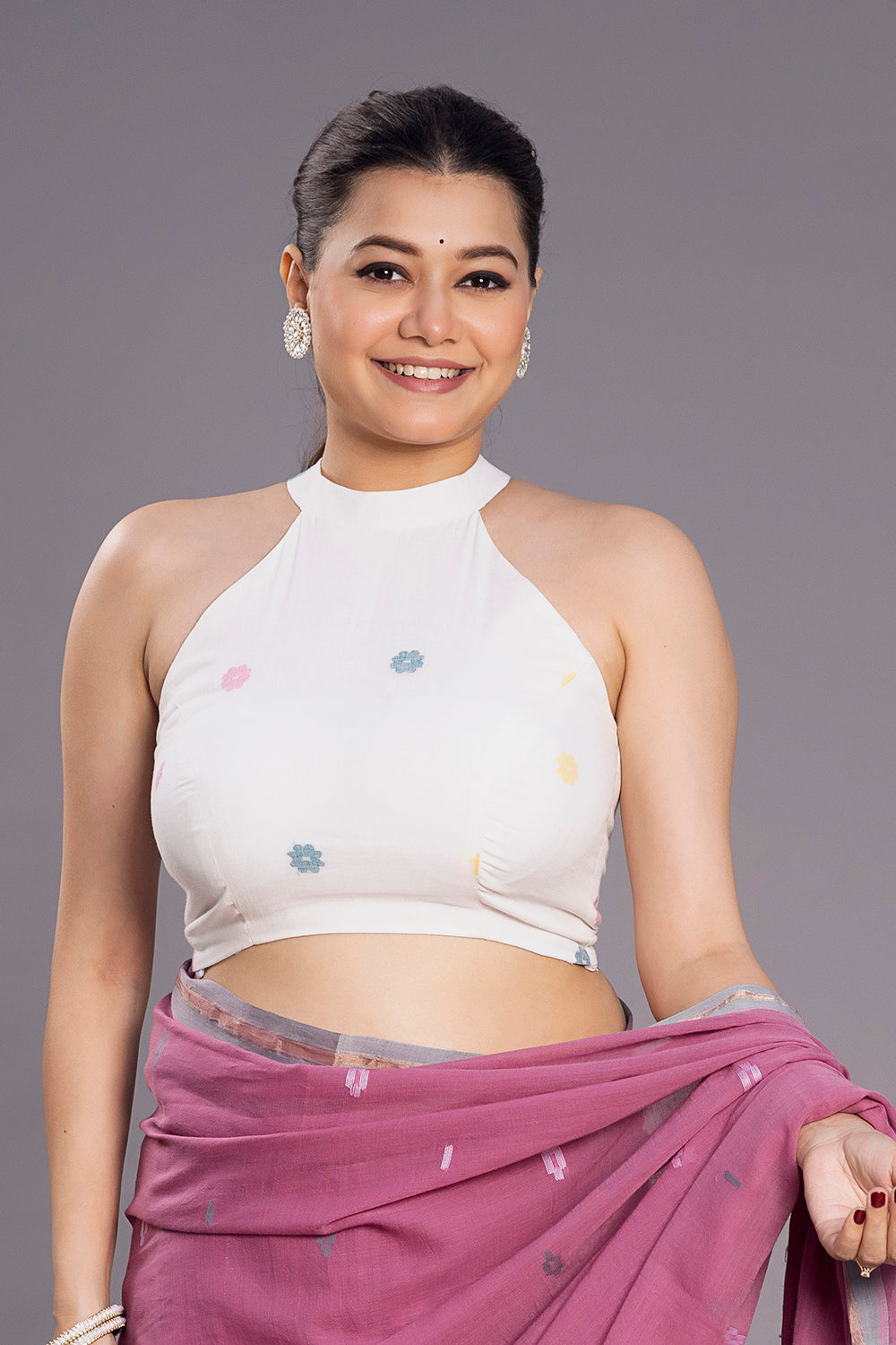 Shweta Phool Jamdani Blouse