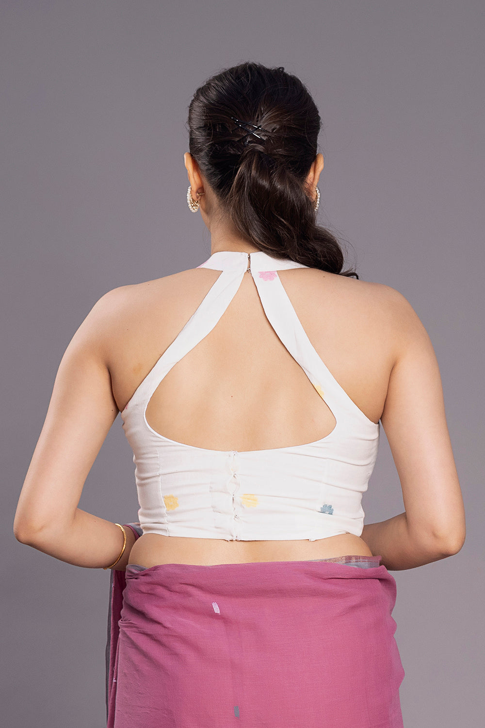 Shweta Phool Jamdani Blouse