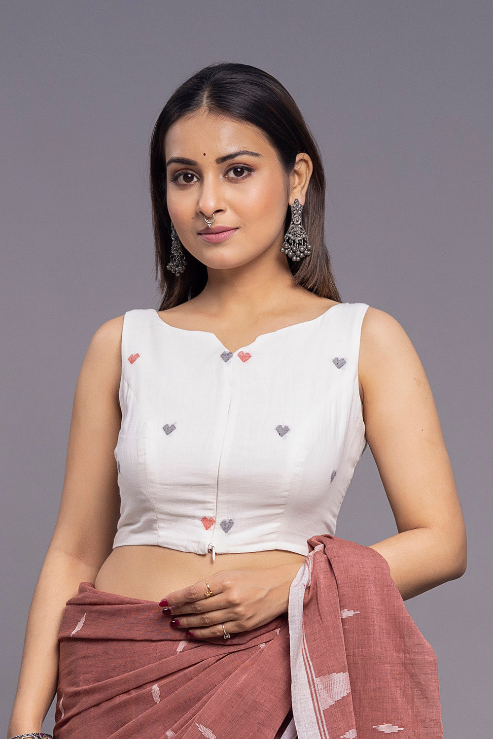 Heart Shape Jamdani Cotton Blouse