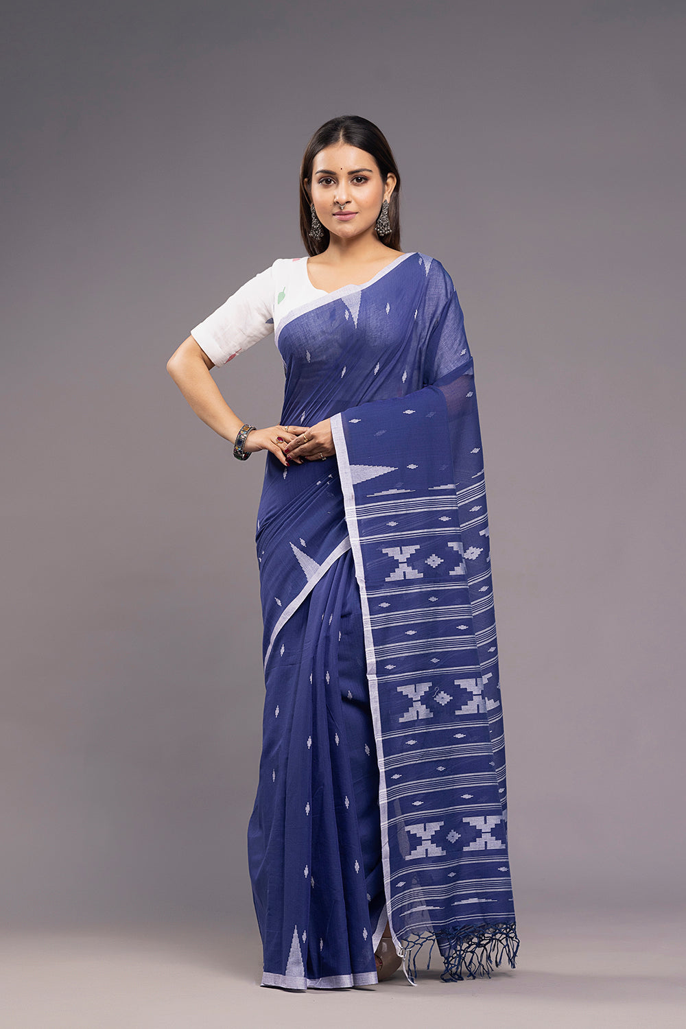 White Pallav Cotton Blouse