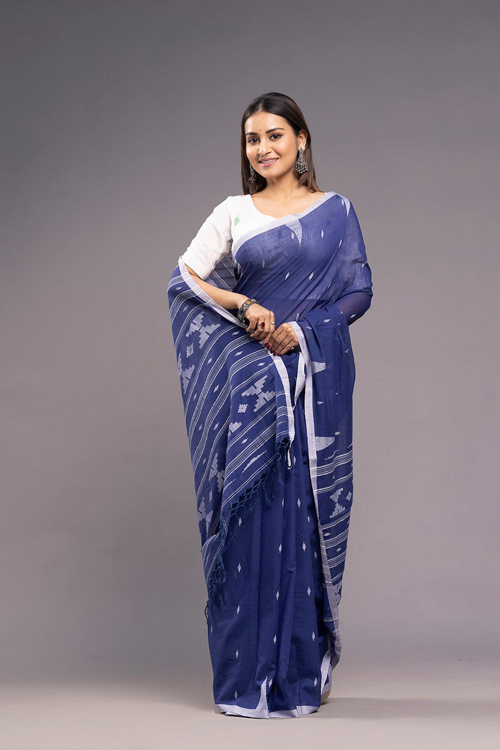 White Pallav Cotton Blouse