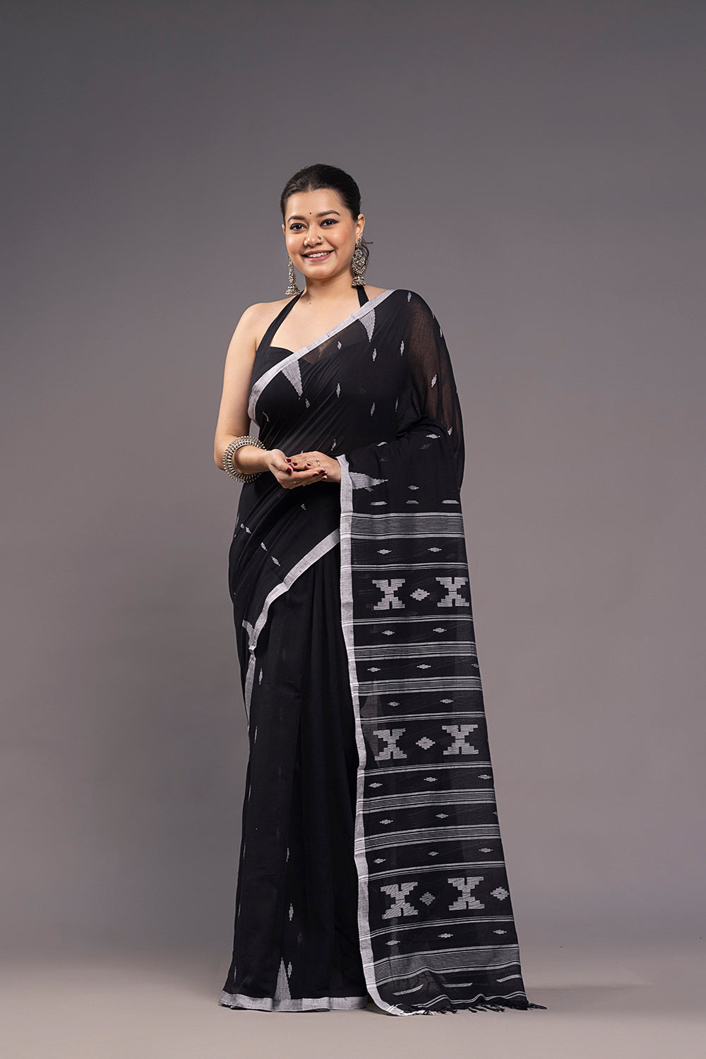 Black Bindu Jamdani  Blouse