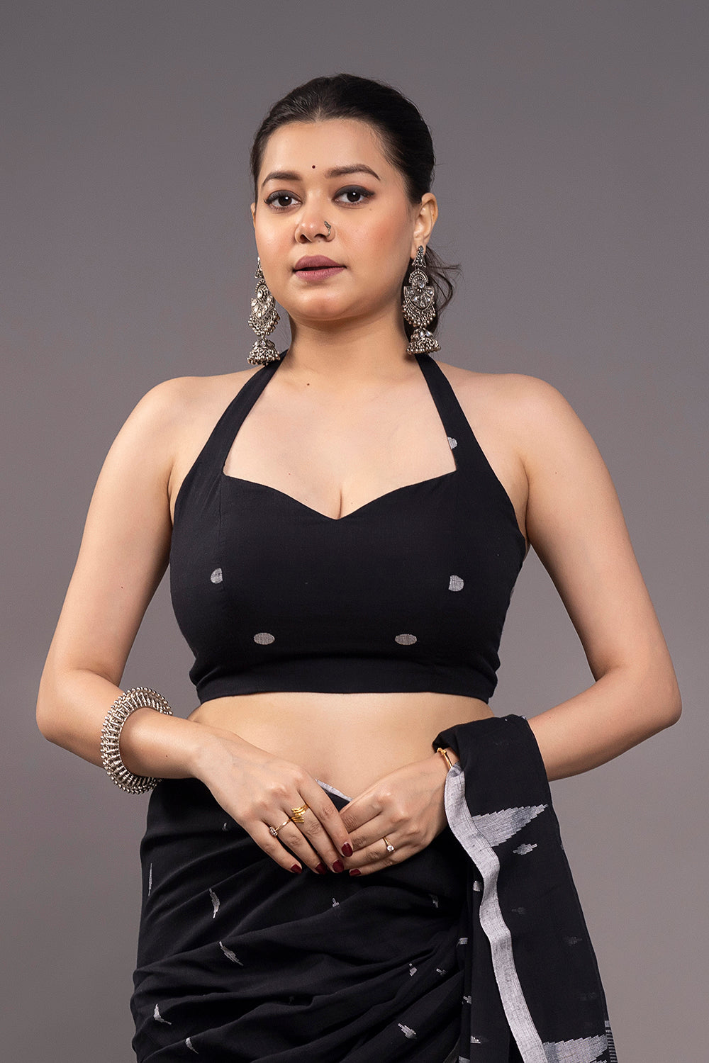 Black Bindu Jamdani  Blouse