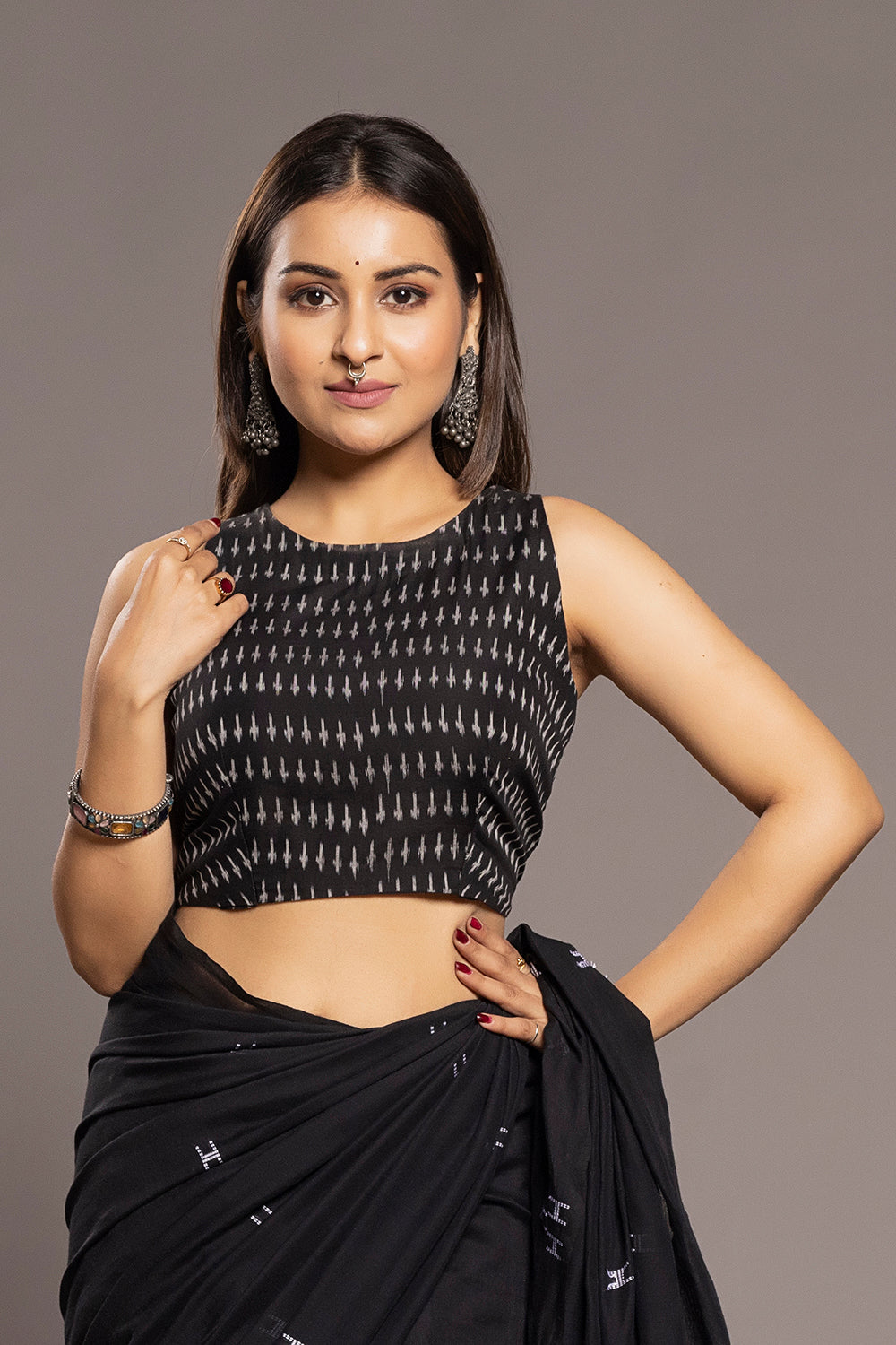 Noir Black Ikat Blouse