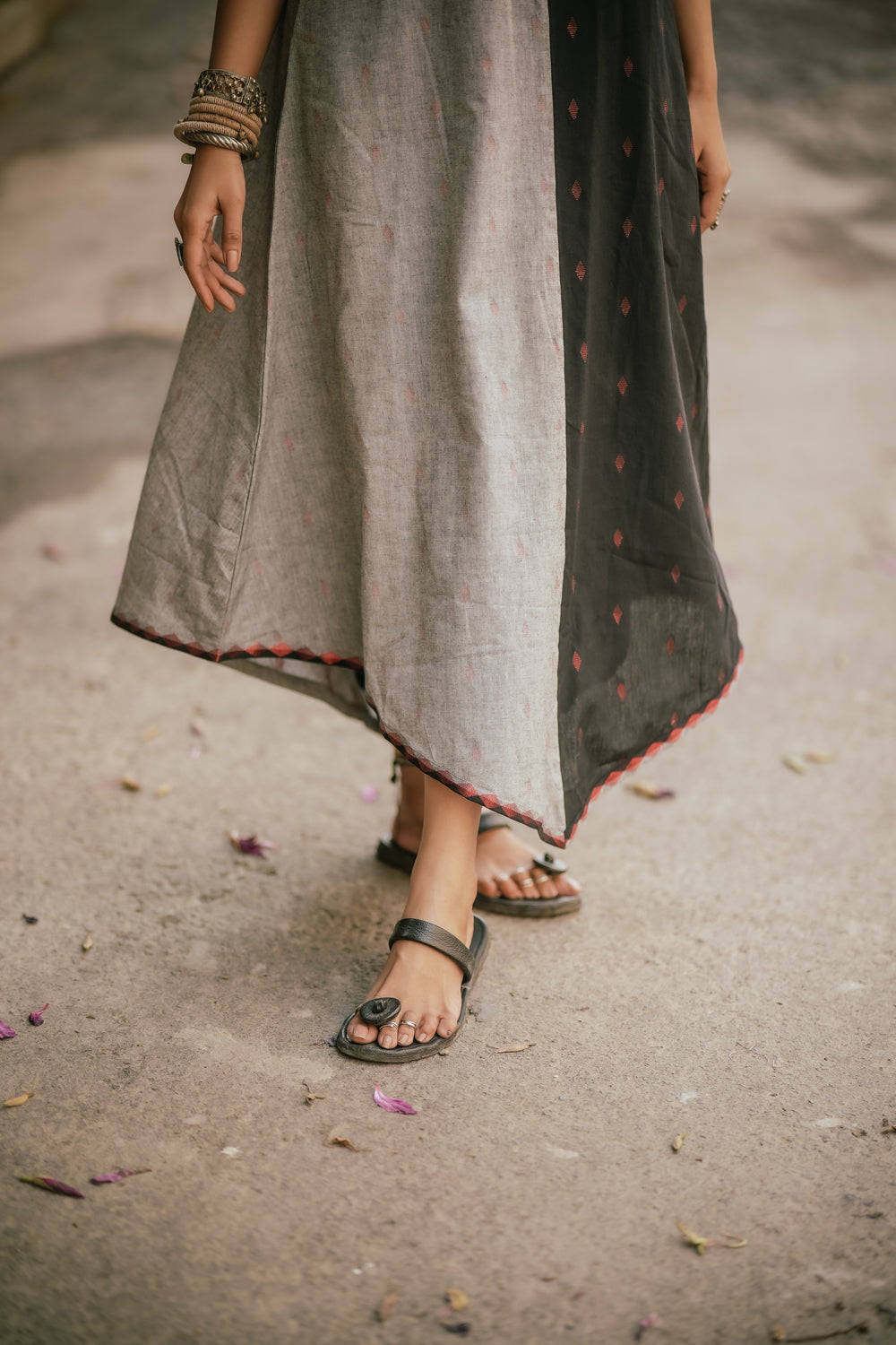 Charcoal Black and Grey Cotton Dress