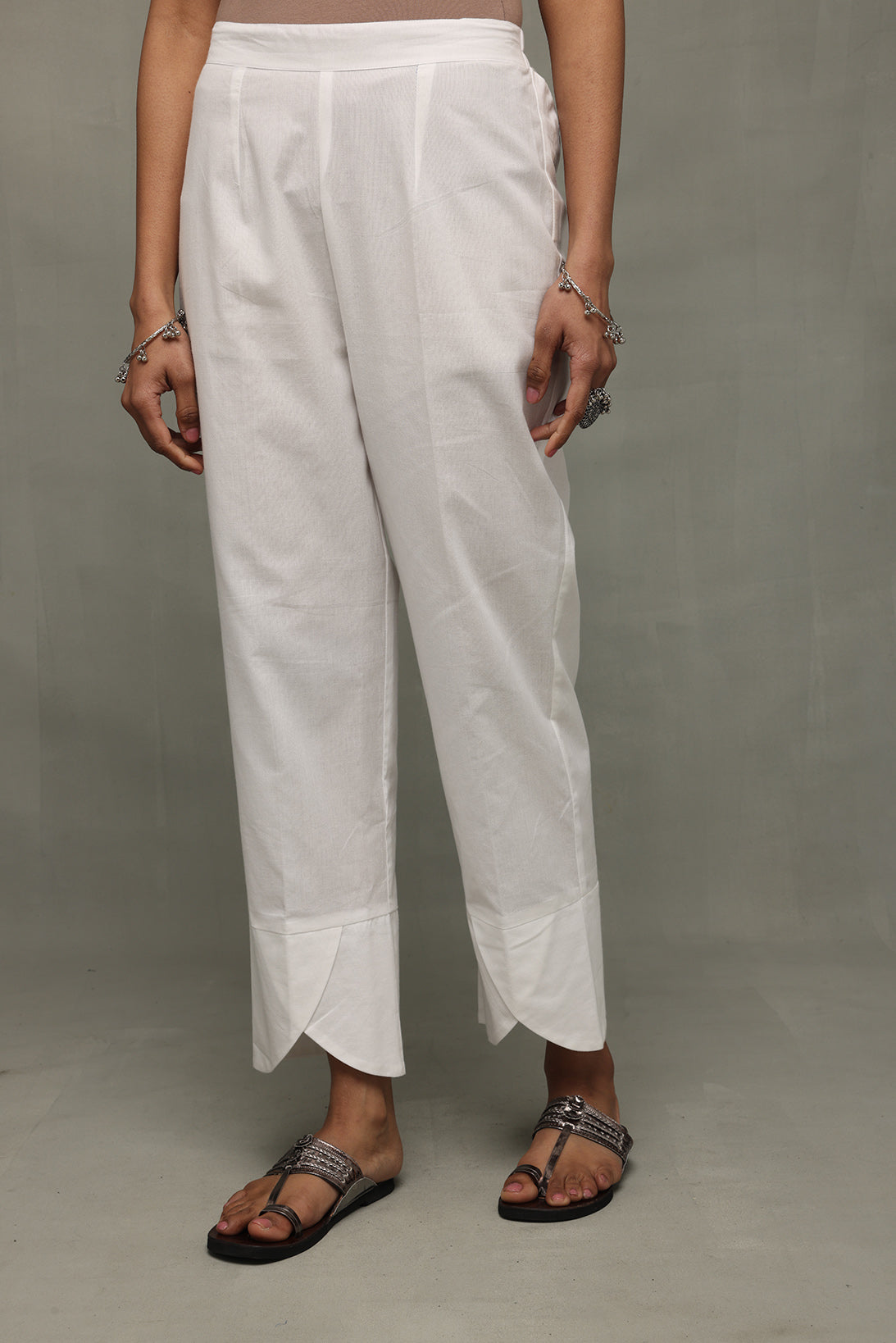 White Malai Cotton Panel Pant