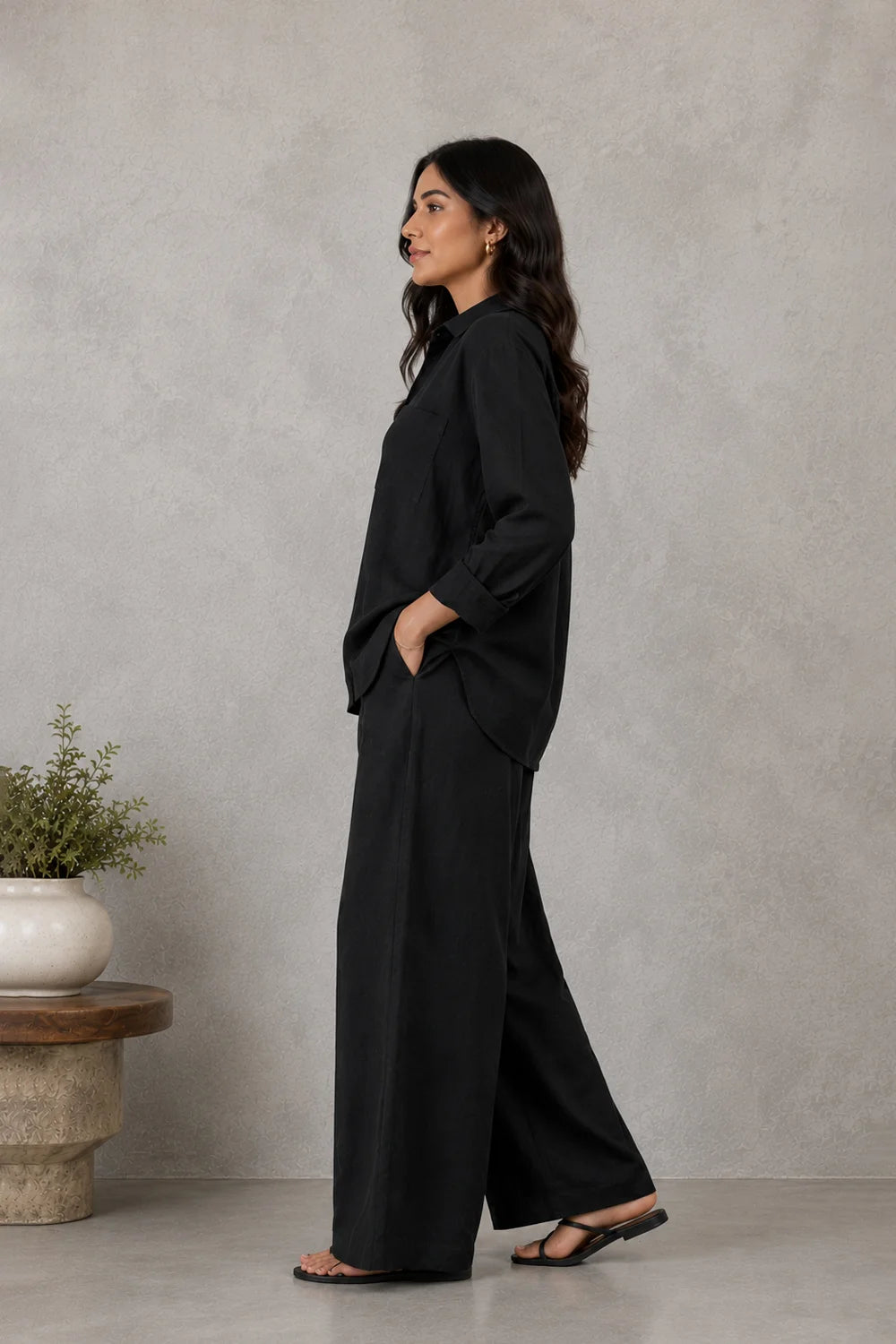 Artisan Black Khadi Cotton Co-Ord Set